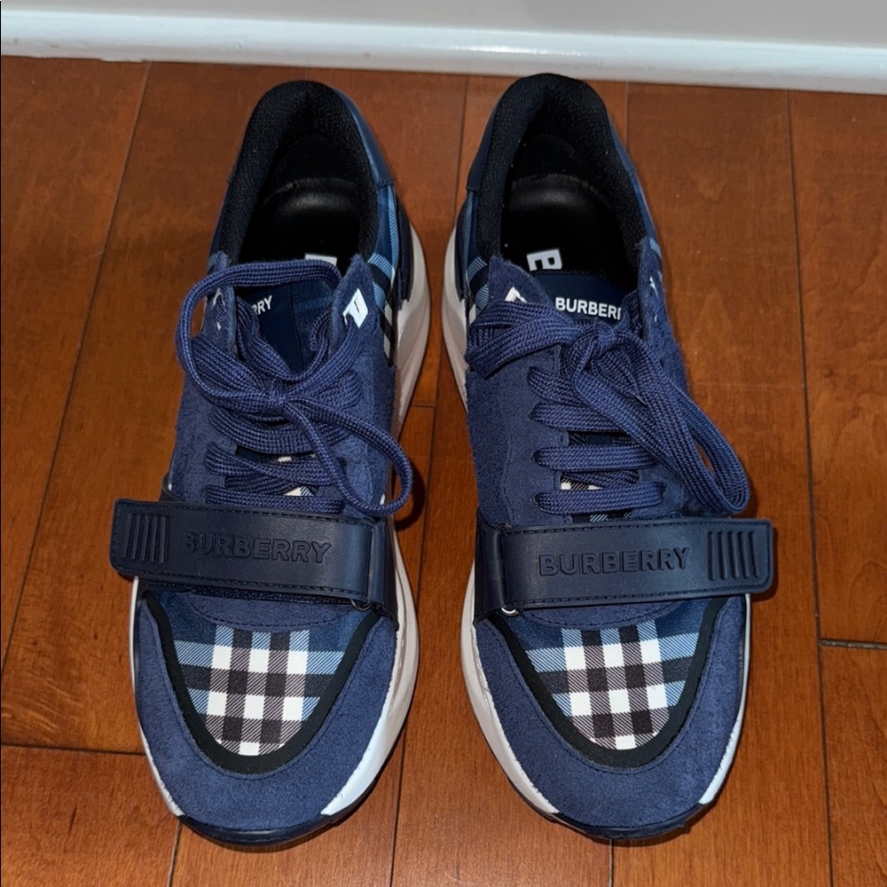 Burberry Blue and Black Checkered Sneakers